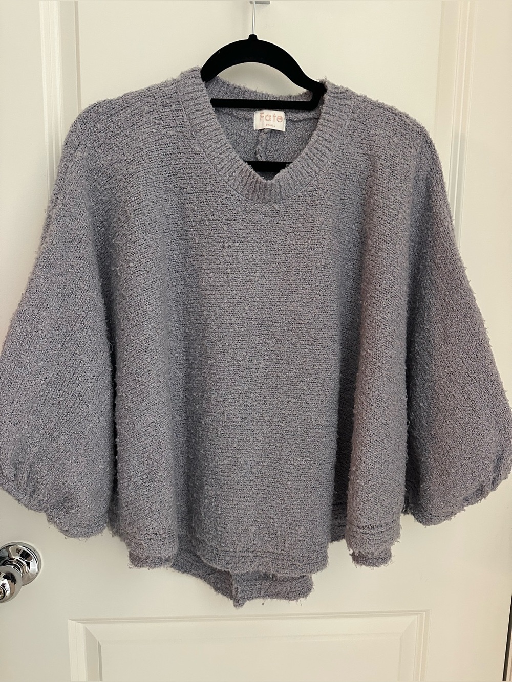 Vici Gray Bouclé Crewneck Sweater Poncho style